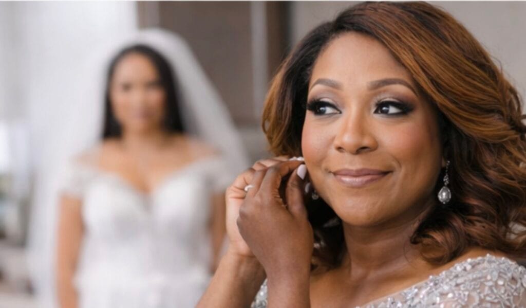 Mother of the bride makeup elegant mature woman soft glam bridal party beauty services diverse wedding clients