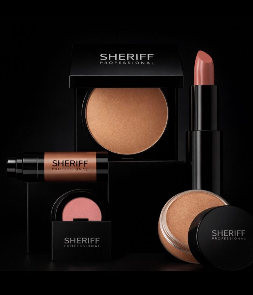 Sheriff Professional luxury makeup products including foundation, lipstick and powder used by professional makeup artists in Canada